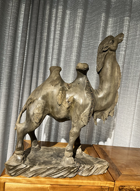 阴沉金丝楠木骆驼摆件 小叶桢楠木骆驼摆件 沙漠之州摆件