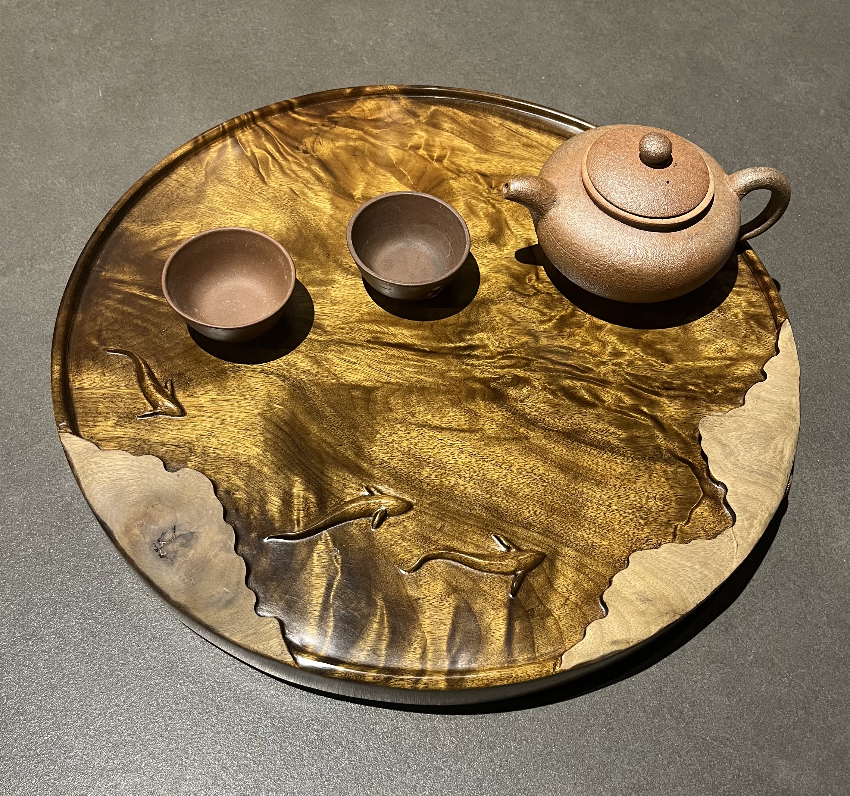 阴沉金丝楠木干湿两用茶盘水波纹湿泡茶盘四川小叶桢楠木功夫茶盘