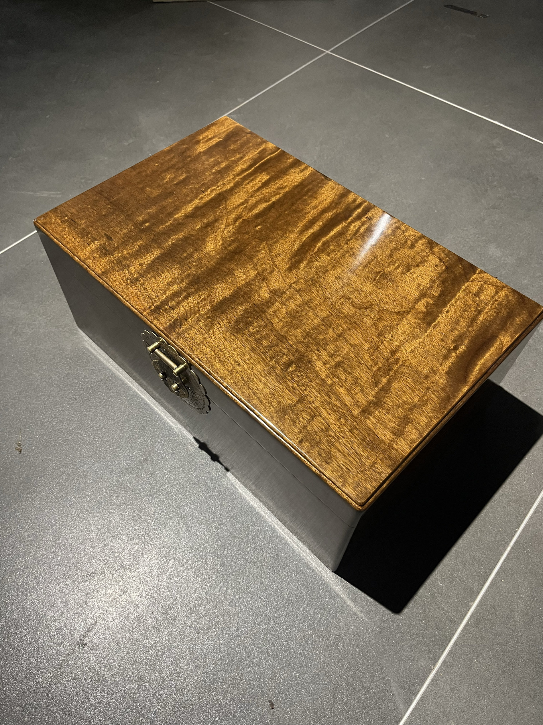 阴沉金丝楠木水波纹独板珠宝箱八宝箱文玩首饰箱四川小叶桢楠箱子