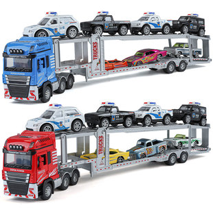奇艺1:48全合金汽车运输车模型轿运车大号工程车拖挂半挂卡车货车