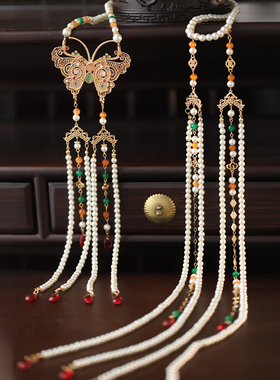 合金长流苏背云项链项圈明制古风