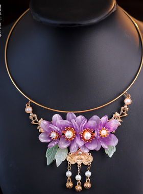 古风花朵琉璃手工项圈