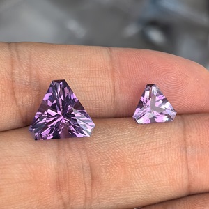 天然紫水晶裸石三角形烟花切