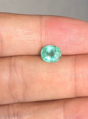 天然果绿色无油无任何优化处理祖母绿裸石7*8.4毫米2ct包邮送证书