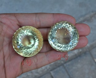 超大颗粒天然黄水晶裸石彩宝戒面圆形38毫米直径全净切工超值包邮