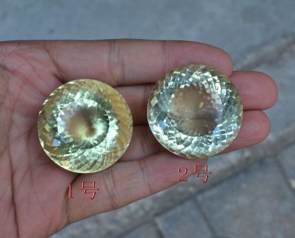 超大颗粒天然黄水晶裸石彩宝戒面圆形38毫米直径全净切工超值包邮