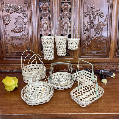 竹编杯篓镂空手提篮户外采花