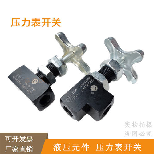 CHENGXIN液压压力表GCT02 GCLT-02I仪表截止阀门针型阀黑1/4
