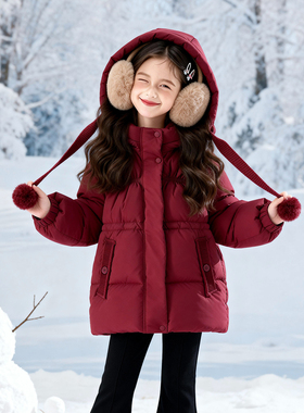 【Mum honey】女童冬装加厚棉服2026新款女孩红色外套马新年衣服