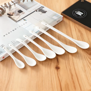 陶瓷咖啡勺小调羹搅拌勺子婴儿勺甜品调料勺杯子用长柄家用盐勺子