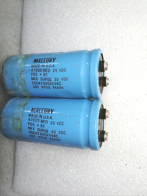 拆机美国摩罗利 MALLORY 25V 47000UF 发烧滤波电容 螺丝脚电容