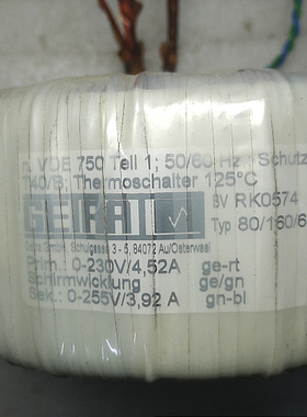 德国GETRA进口环形变压器 功率1000W 输入230V 输出255V 带屏蔽线