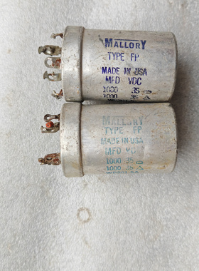 美国MALLORY AEROVOXM FP系列 35v 1000uf+1000uf 古董发烧电容