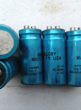 美国摩罗利MALLORY 透明蓝皮 75v 2600uf 螺丝脚发烧滤波电容