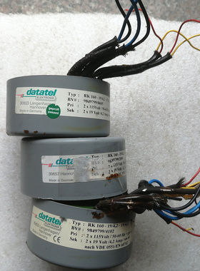 德国DATATEL 密封进口环形变压器 功率160W 输入230V 输出双19V