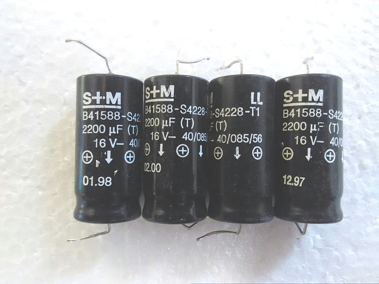 SIEMENS德国老款西门子 S+M B41588系列 16v 2200uf 轴向发烧电容