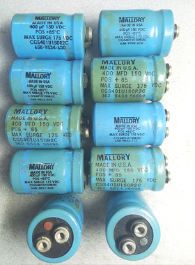 美国摩罗利 MALLORY 150V 400UF 发烧阴极电容 螺丝脚电容