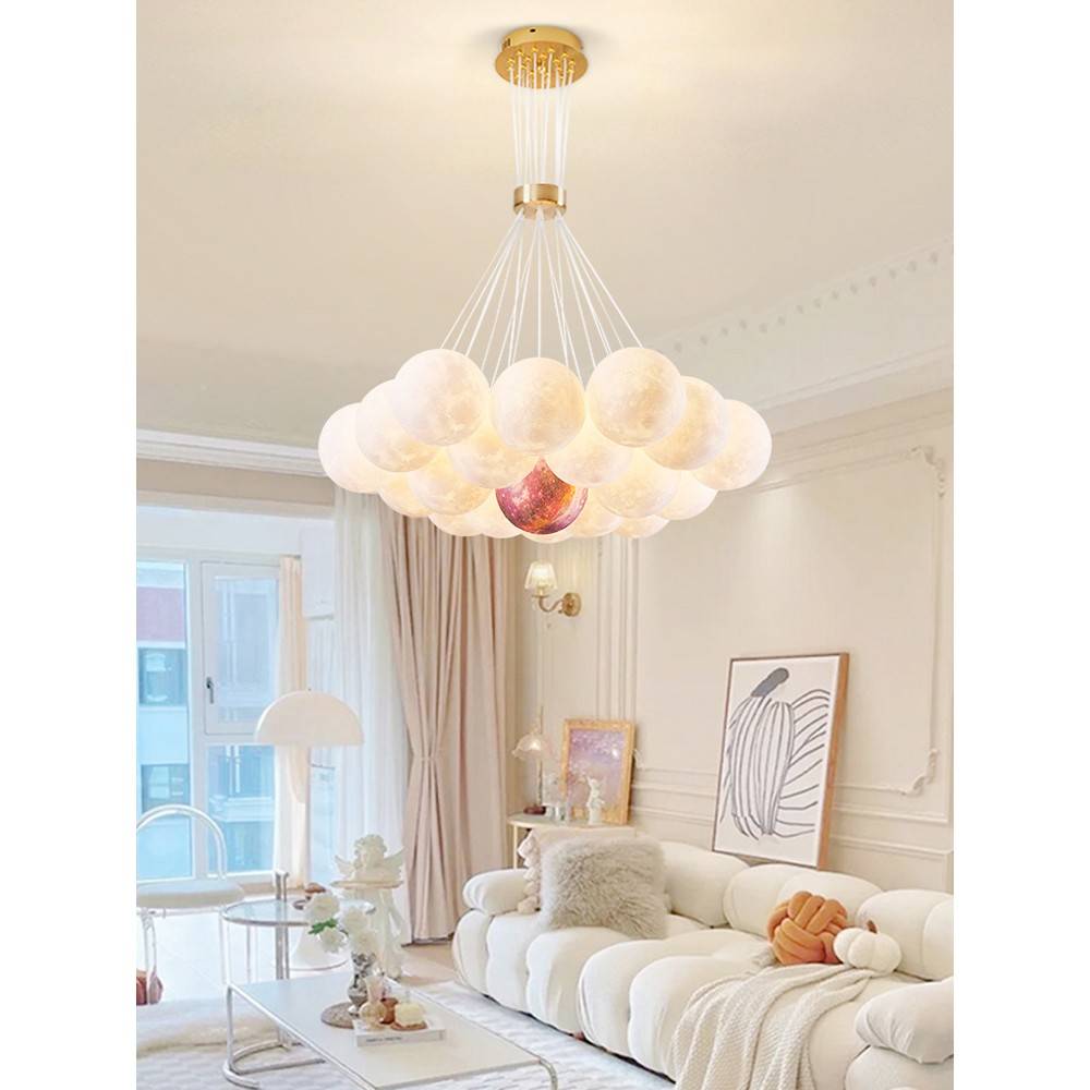 代室月球灯客厅餐厅简网吊灯计球师现设吊约红儿房31188灯童间卧