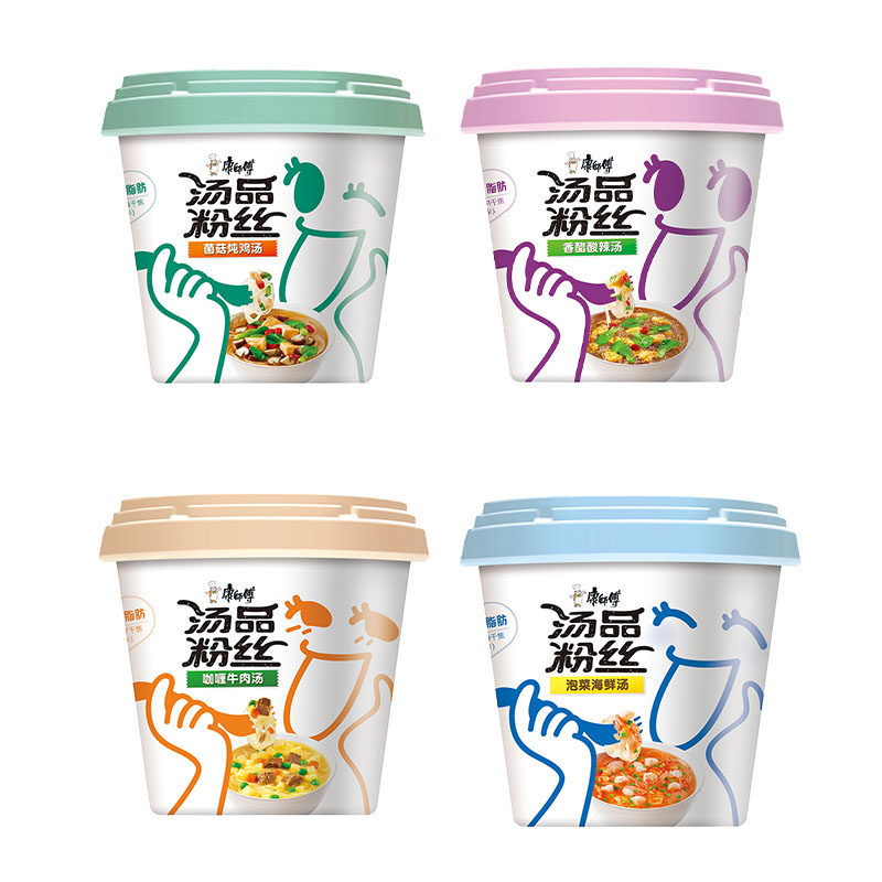 康师傅汤品粉丝12杯整箱混合酸辣咖喱牛肉泡菜海鲜汤方便速食米线