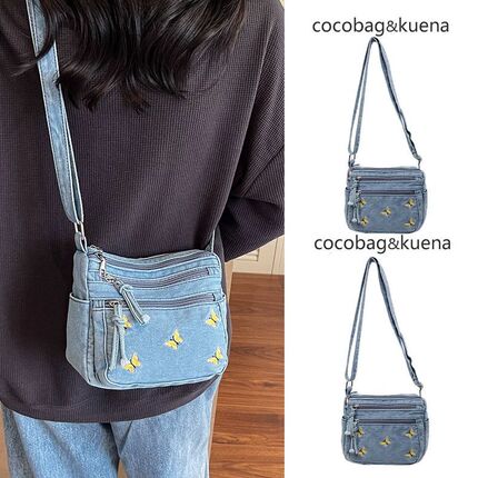 Summer Fashion Butterfly Embroidery Bag for Women 2025 New Niche Denim Shoulder Crossbody Bag Mobile Phone Bag