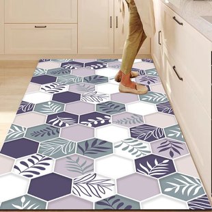 pvc可擦厨房地垫防滑防油防水家用脚垫门厅玄关入户防脏皮革地毯