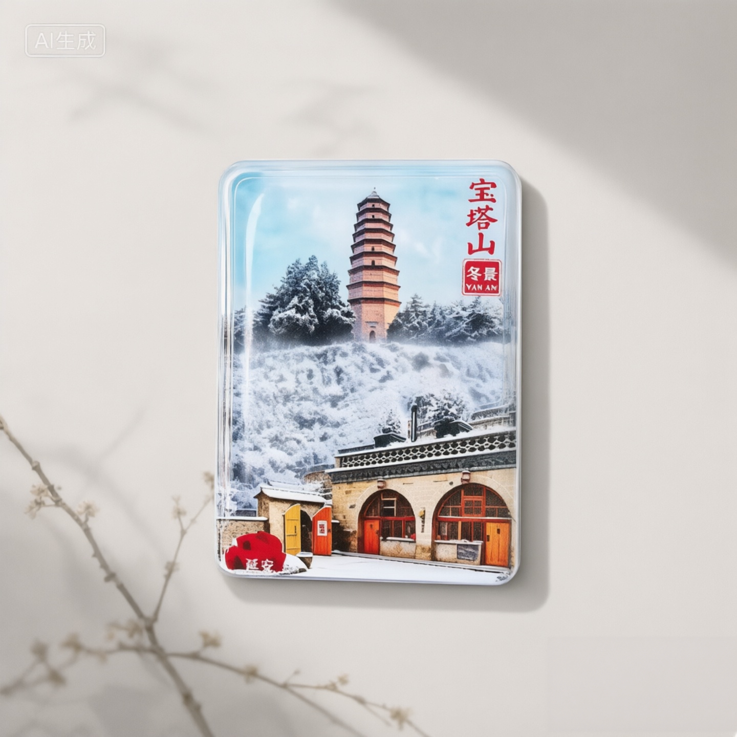 陕西延安旅游纪念品宝塔山枣园冰箱贴壶口瀑布米脂窑洞文创伴手礼