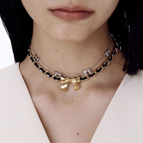 芭蕾风皮带蝴蝶结穿皮项链choker