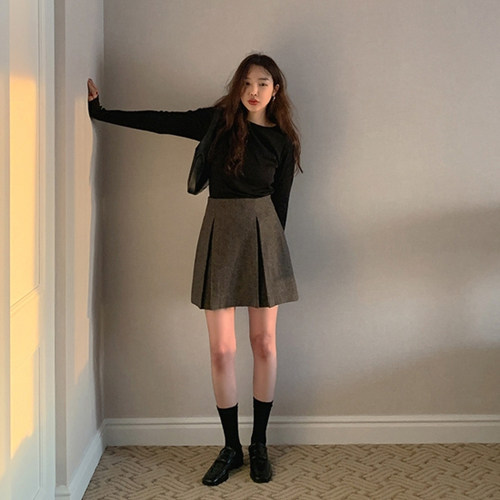 韩国maybe-baby减龄俏皮褶皱羊毛毛呢短裙半身裙制作商品|msdalam kategori Butik wanita / wanita, skirt - dari Buy2taobao.com untuk memberikan perkhidmatan ejen Taobao profesional membeli