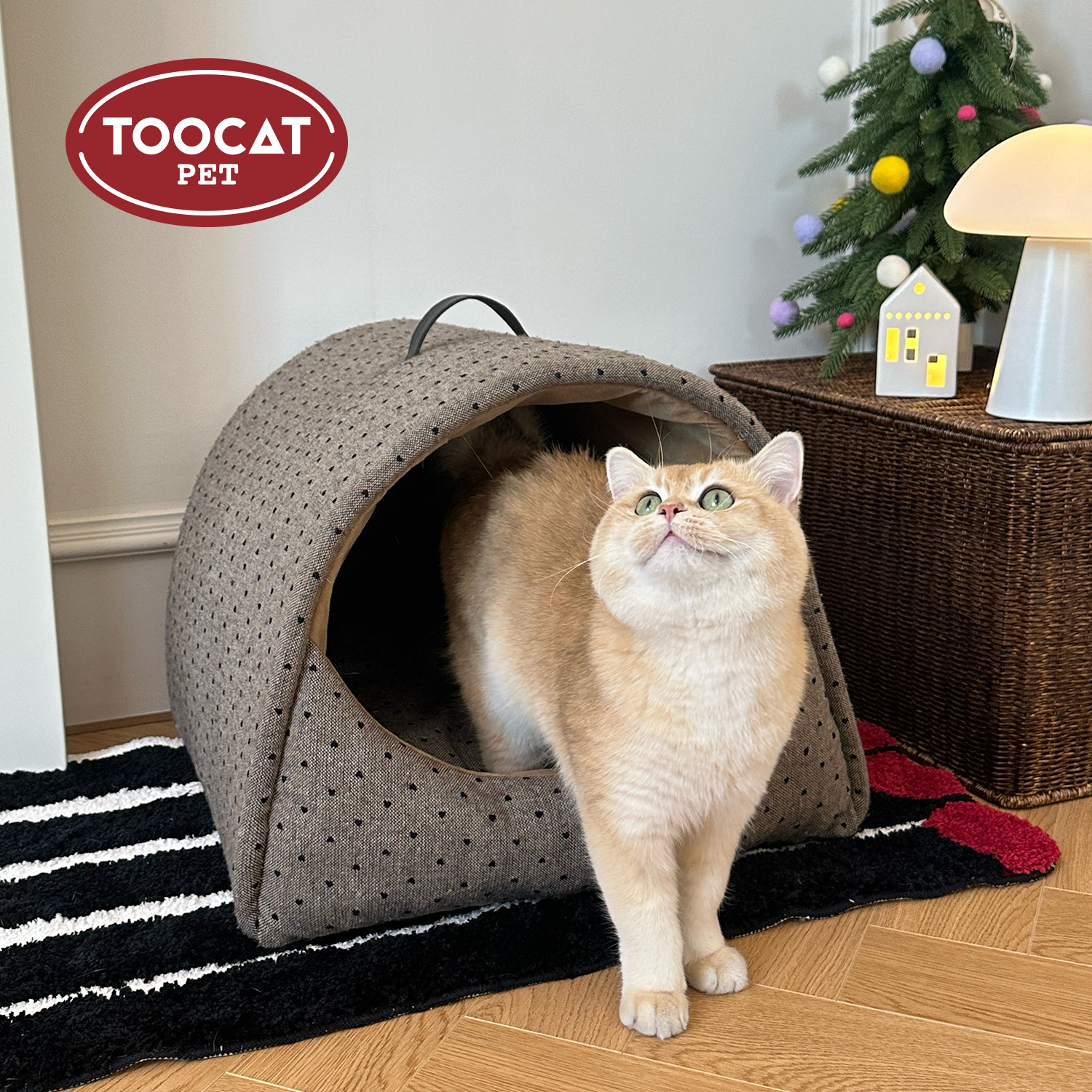 TOOCAT车载复古点点宠物窝手提猫窝狗窝可拆洗窝垫封闭式大号