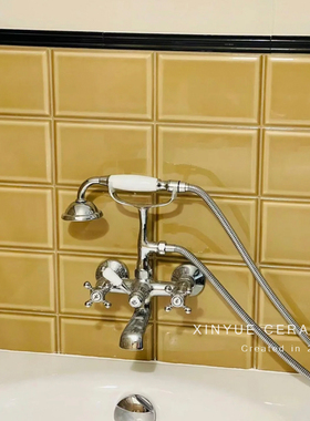 法式复古浴室黄色面包砖厨房卫生间商用巧克力墙砖厕所吧台瓷砖
