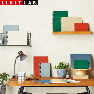 日本LIHIT LAB.喜利Mutual彩色活页线圈本简约大方点阵方格横式记