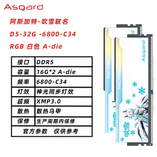 阿斯加特X华硕ROG吹雪联名DDR5 电竞内存条套装 64G台式 TUF6400