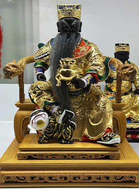 武财神赵公明香樟木雕神像