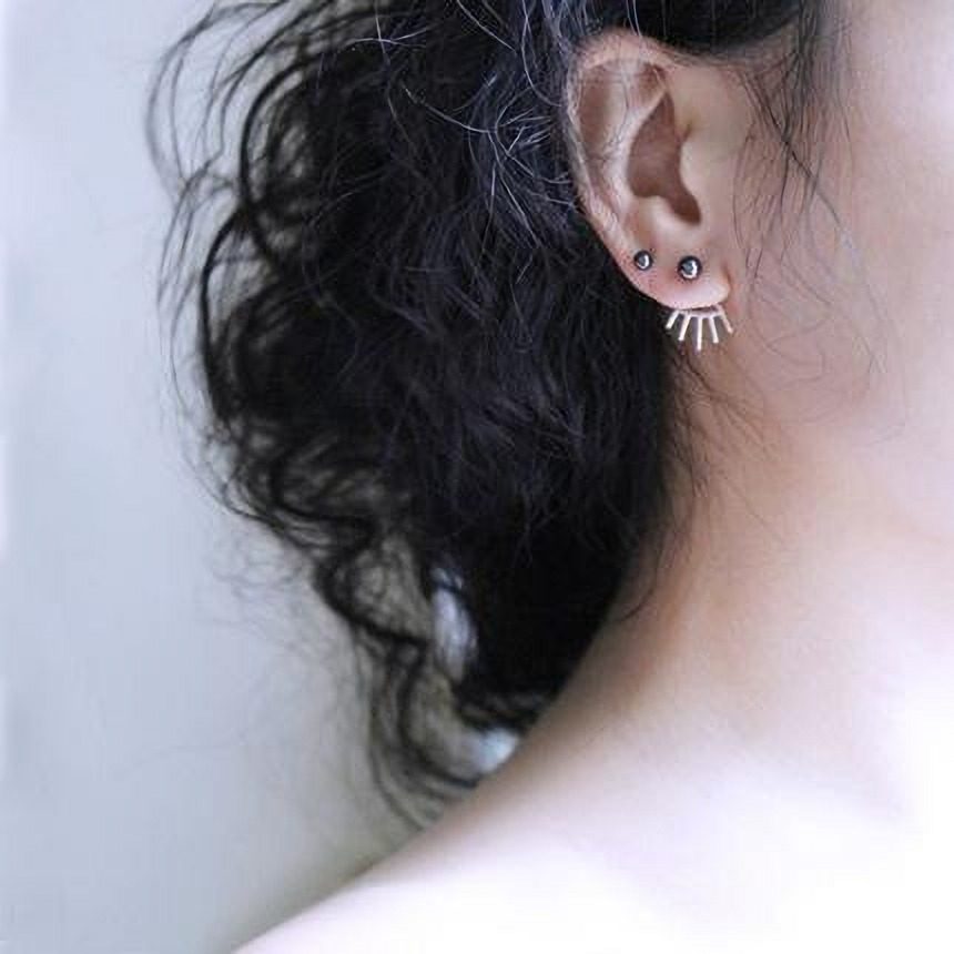 『睫毛弯呀嘛弯』优选/进口925纯银设计扇形眼睛耳挂饰耳钉伴侣