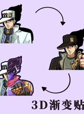 JOJO的奇妙冒险空条承太郎迪奥3D渐变贴纸反光变色换幻术手机车贴