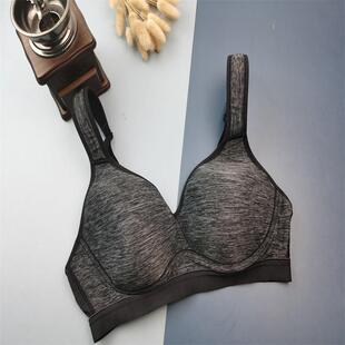 70C外贸无钢圈薄海棉垫运动文胸大杯肩带X型健身瑜伽跑步内衣