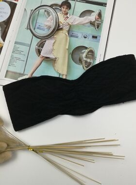 性感夏季一字围无肩带抹胸文胸无钢托田黑色欧美内衣XS,S,M,L码