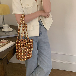 手工串珠水桶包珠子小众包包木珠手拎包休闲包 CLUTCH CILI