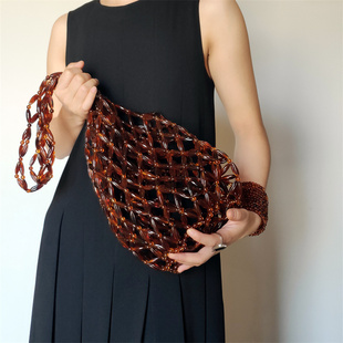 款 出街个性 CLUTCH 玳瑁扭纹花串网带大包 CILI
