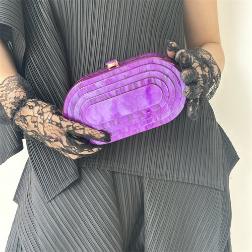 【CILI CLUTCH 】亚克力 梅紫色高级阶面晚宴造型手包