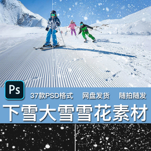 37款PSD格式雪花下雪景鹅毛大雪背景后期合成设计素材