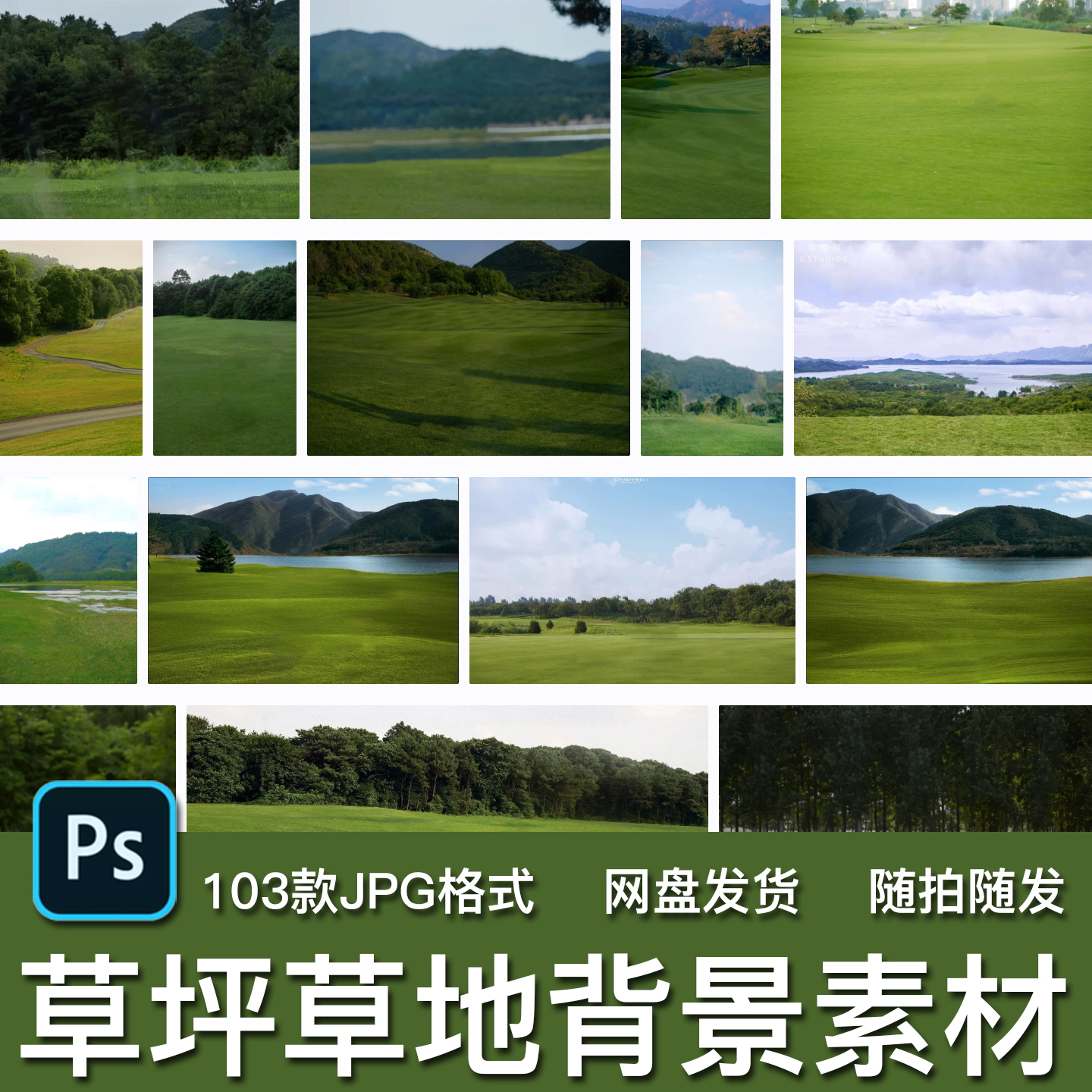 103款草坪草地草丛婚纱照写真摄影楼外景后期合成JPG图片背景素材