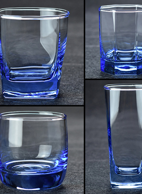 包邮彩色玻璃杯真彩水杯蓝色玻璃果汁饮料杯牛奶杯啤酒杯威士忌杯