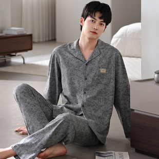 高档开衫睡衣男士春秋款纯棉长袖全棉2025新款男款秋冬季大码套装
