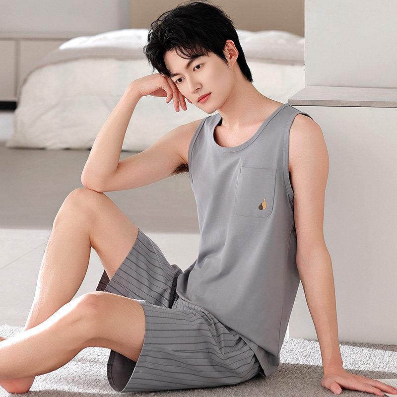 凉爽莫代尔棉睡衣男款夏季无袖背心短裤套装宽松大码家居服薄款,女士内衣/男士内衣/家居服,睡衣/家居服套装,淘宝优惠券,粉丝福利购,淘宝优惠卷