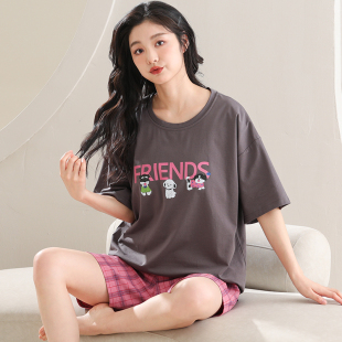 凉感莫代尔棉睡衣女夏季薄款短袖短裤套夏天女款可外穿家居服套装
