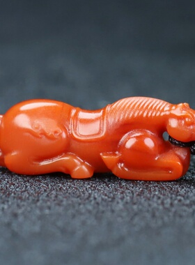 天然凉山保山南红玛瑙柿子红马