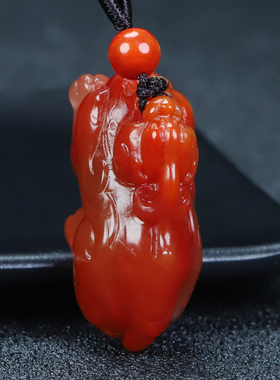 天然正品四川凉山南红玛瑙貔貅吊坠挂件把件招财进宝男女款P238号