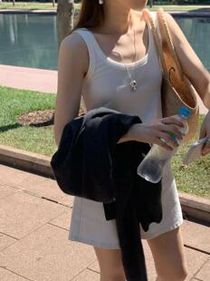 韩国东大门代购ounce 2026春季新款纯色百搭圆领无袖背心