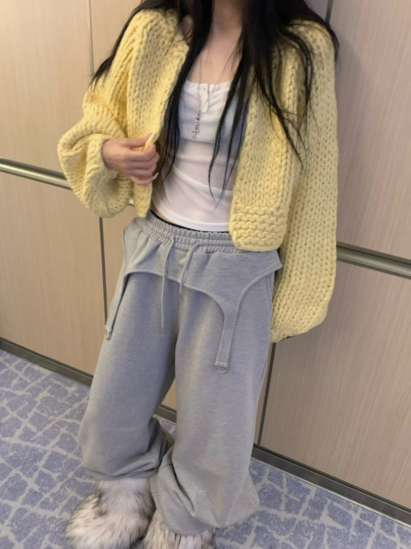 VIRKIN 韩国东大门25秋女装糖果色淘宝字母百搭粗织毛衣开衫